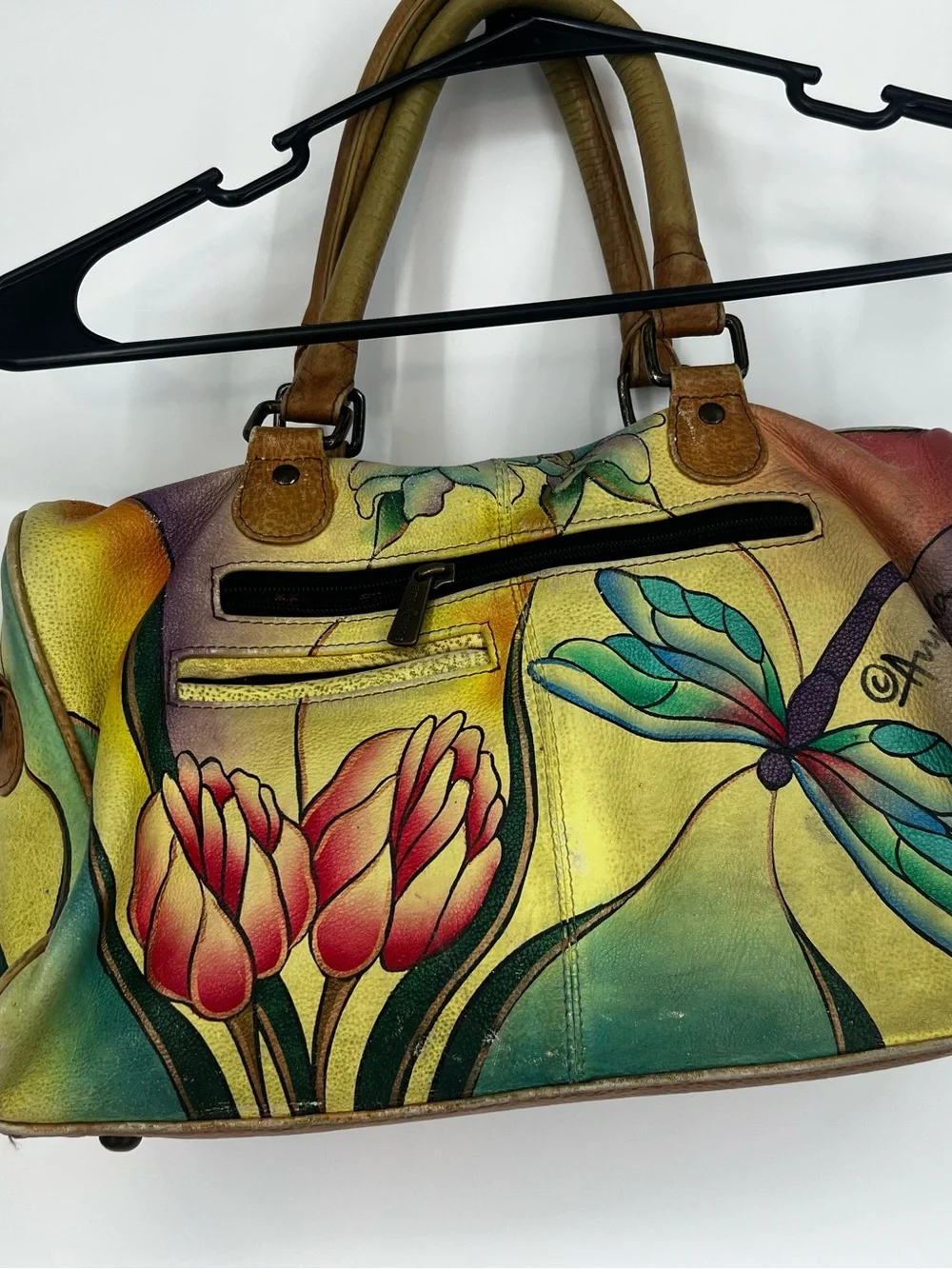Anna by Anuschka hand-painted leather satchel bag in the 